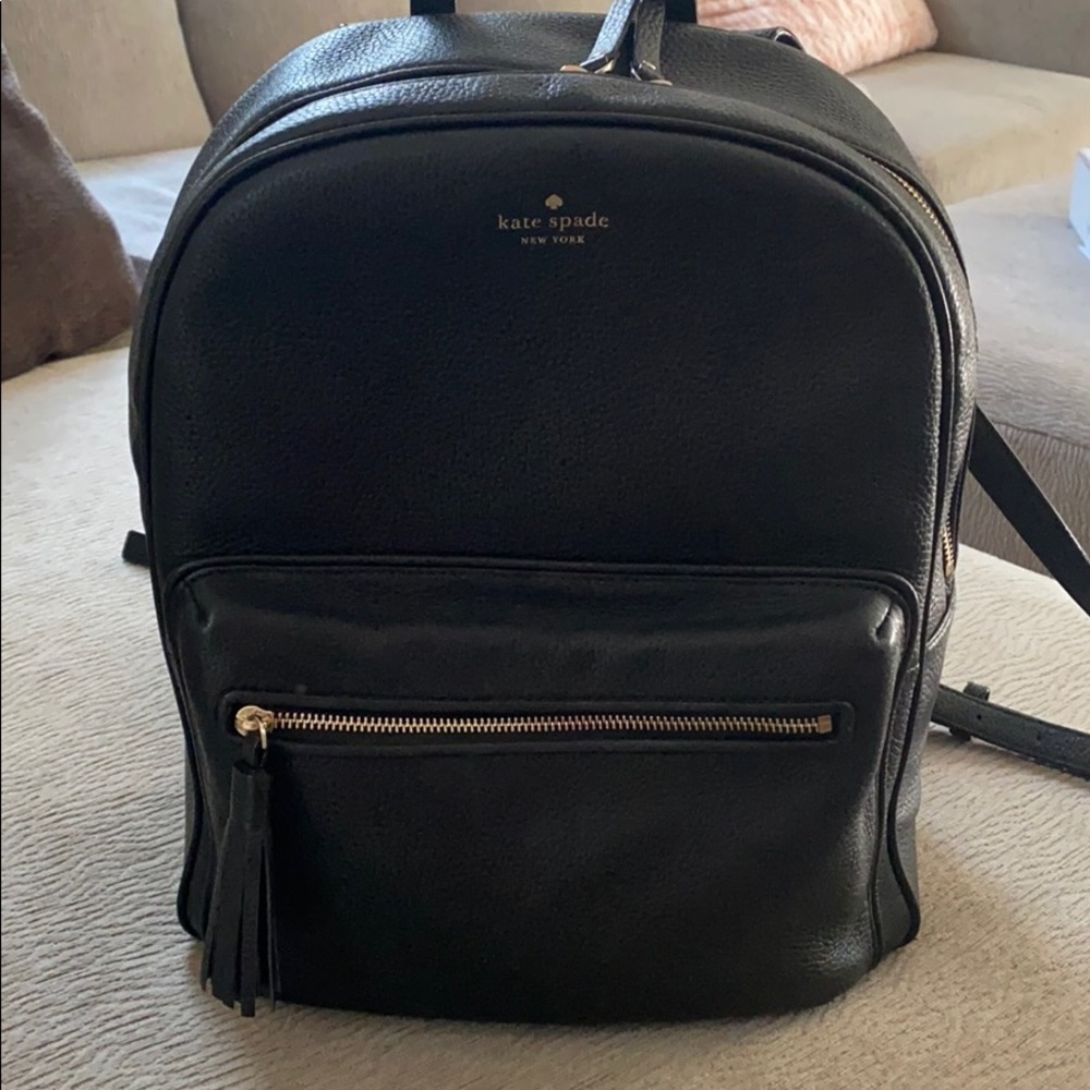 NWT Kate Spade black leather full size back pack